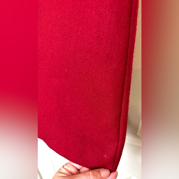 Vintage J.CREW A-Line Skirt Wool Blends Red Maroon Tan Piping Stitching Pockets - Picture 8 of 12